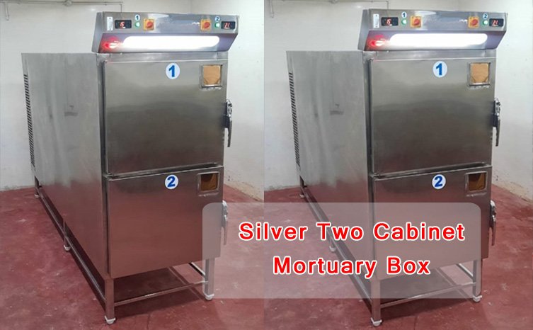 Silver Two Cabinet Mortuary Freezer Box